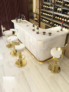 Modern White <b>Leather</b> Bar Chair Brushed Gold Stainless Steel Pedestal Swivel,adjustable Counter <b>Stool</b> for Home Bar Hotel - Product Image 2