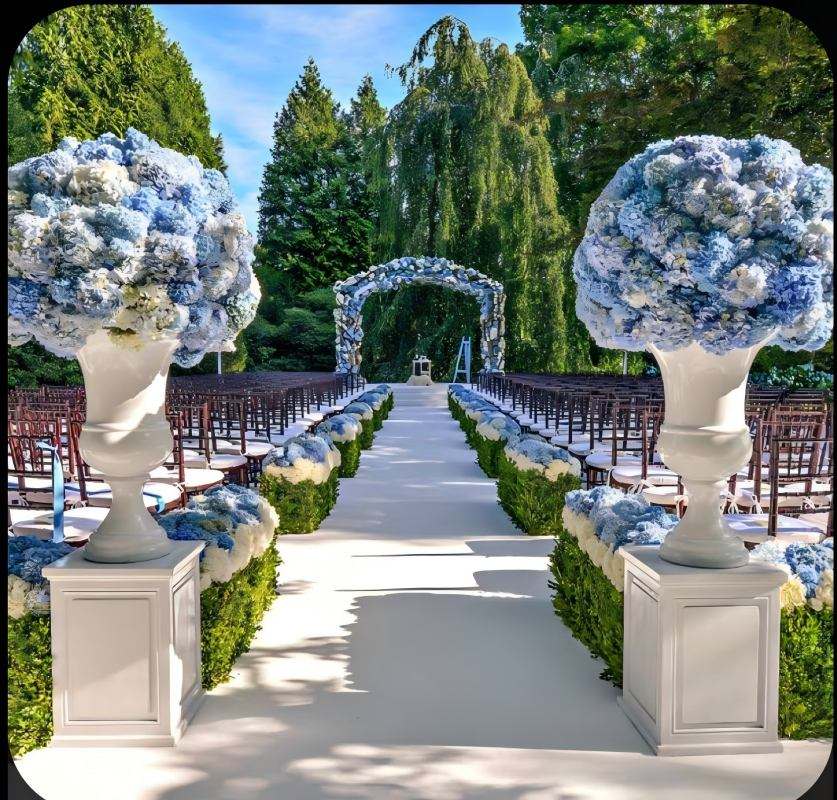 Blue and White Romantic Artificial Flower Wedding Centerpieces, Arch ...
