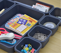 Ensemble de 8 organiseurs de tiroirs en plastique - 3 tailles - Multi-usages - Moderne - Vanity - Maquillage - Cuisine et bureau - Plateaux de rangement pour salle de bain
