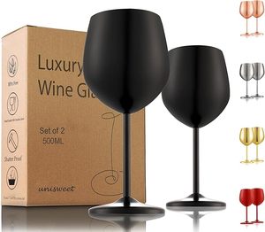 <span class=keywords><strong>Verres</strong></span> à vin de Noël réutilisables en acier inoxydable noir de 18 oz, incassables, pour les fêtes et les anniversaires - Product Image 1