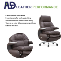 Chaise de bureau moderne en cuir écologique, chaise pivotante en PU chromé avec hauteur réglable pour le bureau à domicile