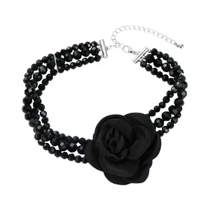 Wholesale Banquet Elegant Pearl Necklace Crystal Wrapped Spice Rose Accessories Luxury Lady Jewelry