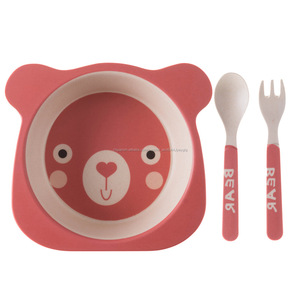 Forma linda de fibra de bambú de la cena para los niños <span class=keywords><strong>restaurante</strong></span> con 3pcs conjunto de cena <span class=keywords><strong>y</strong></span> bambú tazón de sopa - Product Image 1