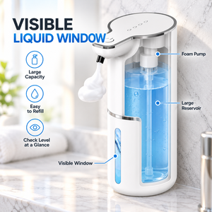Dispensador automático de jabón con sensor infrarrojo, montado en la pared, con carga USB, bomba dispensadora de jabón líquido automática para baño y cocina - Product Image 5