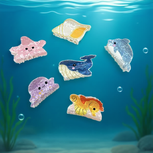 Pinza de pelo con diseño de animales marinos de Angelina, 8 cm, pinzas de pelo de dibujos animados para niñas, tema océano - Product Image 4