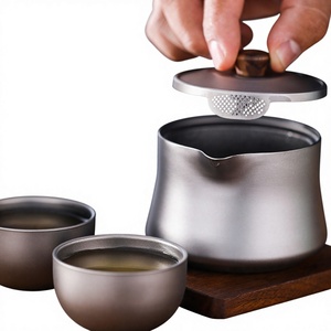 <span class=keywords><strong>Set</strong></span> da Tè Portatile in Titanio Puro per Esterni, Doppia Parete Resistente al Calore, per Campeggio ed Escursionismo - Product Image 2