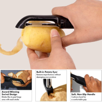 Keuken 3-in-1 draaibare ultra scherpe roestvrijstalen mes groente- en fruitschiller appel wortel komkommer plakjes I&Y aardappelschillers set
