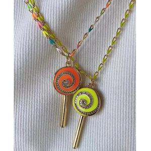 <span class=keywords><strong>Collier</strong></span> personnalisé en plaqué or, bijoux avec breloques sucettes, en émail, vente en gros, - Product Image 6