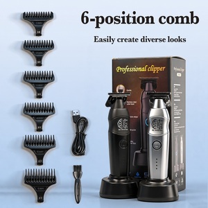 Tondeuse à cheveux professionnelle, corps métallique, lame en céramique, 1500 mAh, pour <span class=keywords><strong>barbier</strong></span>, toilettage masculin, tondeuse électrique, rasoir, tondeuse à effiler - Product Image 5
