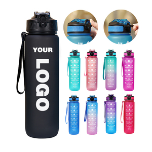 Bouteille d'eau de sport en plastique de grande taille avec marqueur de temps, sans BPA, couleur dégradée, 32 oz/1000 ml, vente chaude - Product Image 1