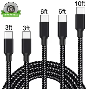 3ft 6ft 10ft 3M Type C Oplaadkabel Nylon Gevlochten Usb C Naar Usb Een Snel Opladen Snoer Synchronisatie Datakabel Voor Iphone Datakabel