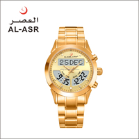 Jam Tangan Muslim Mewah AL-HARAMEEN Kaca Safir Layar Digital Tahan Air Alarm Kalender Stopwatch