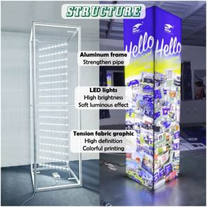 Expositor de pie personalizado, reutilizable, portátil, de tela tensada, tipo torre, con retroiluminación de aluminio, para publicidad en ferias comerciales, con caja de luz LED. - Product Image 4
