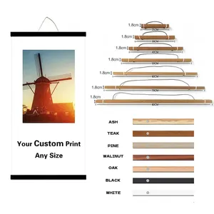 Timber magnet poster hanger canvas art painting wooden magnet wall poster hanger DIY assemble frame teak wood