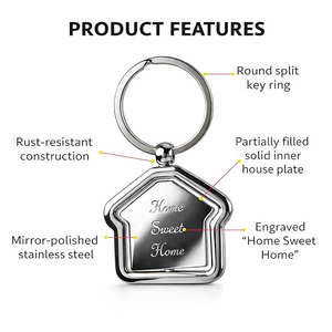 Llavero de Metal Personalizable con Grabado para Casa, Regalo de Casa Nueva, Regalo de Cierre de Vivienda, Llavero Personalizado de Moda - Product Image 3