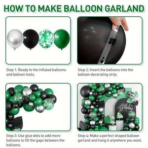 Kit de guirlande de ballons 102 pièces, thème Forêt, Vert, Noir, Argent, pour <span class=keywords><strong>Anniversaire</strong></span> Garçons, Baby Shower, Ballons Thème Football - Product Image 5