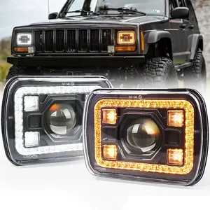 OVOVS 7x6 LED Headlight Turn Signal DRL Hi/Low Seal Beam Replace H6054 H5054 Headlight for Jeep Cherokee XJ Wrangler YJ GMC