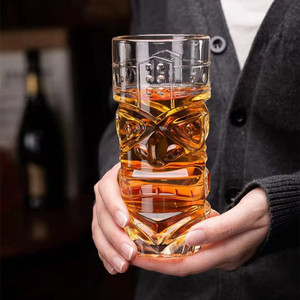Verre à eau en cristal style tiki, sans plomb, 410ml, design Unique, nouveau design - Product Image 3