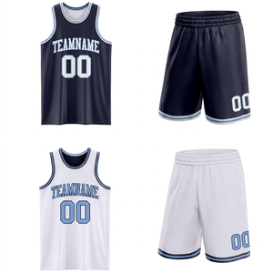 Maillot de basketball réversible personnalisé en polyester avec impression par transfert thermique, taille élastique, sans manches, design unisexe pour adultes, tenue d'équipe - Product Image 1