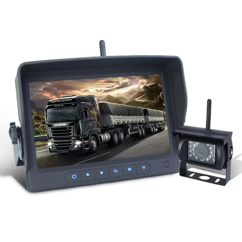 Wireless Backup Cameras IR Night Vision Waterproof with 7" Rear View Monitor for RV Truck Bus Parking Assistance System