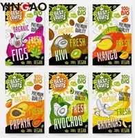 Autocollant découpé sur mesure en vinyle imperméable pour bouteille de jus de fruits biologiques, autocollants de qualité supérieure pour emballage alimentaire de smoothies frais
