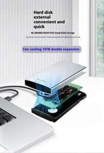 Çift 5G NGFF/NVME RAID dizi muhafaza çift protokol 3.<span class=keywords><strong>2</strong></span> tip-c <span class=keywords><strong>2</strong></span>.4G Wi-Fi desteklenen katı hal sabit Disk 10G/20G Max kullanılan 3G - Product Image 3