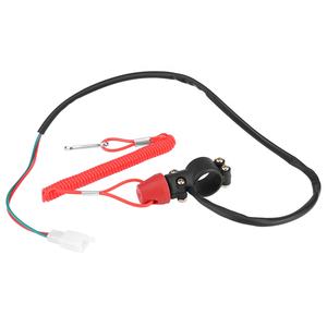 Interrupteur d'arrêt de moto et cordon de sécurité pour guidon de 22 mm, scooter Honda <span class=keywords><strong>Yamaha</strong></span> Suzuki <span class=keywords><strong>Mini</strong></span> Dirt Bike ATV <span class=keywords><strong>Quad</strong></span> Moto - Product Image 1