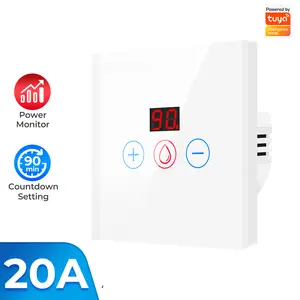 Interruptor de caldera de calentador de agua inteligente WiFi Tuya 4400W 20A Interruptor táctil UE/EE. UU. Con Monitor de potencia Control de temporizador funciona con Alexa Google