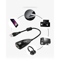 Carte son externe USB 7.1 Adaptateur 5HV2 USB vers prise 3.5mm 3D CH Sound Antimagnetic Audio Headset Microphone pour ordinateur portable PC PS4