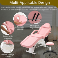 Fauteuil de Massage Tatouage Pliable, Table d'Extension de Cils, Recliner Multifonctionnel, Réglable, Rose pour Salon de Beauté