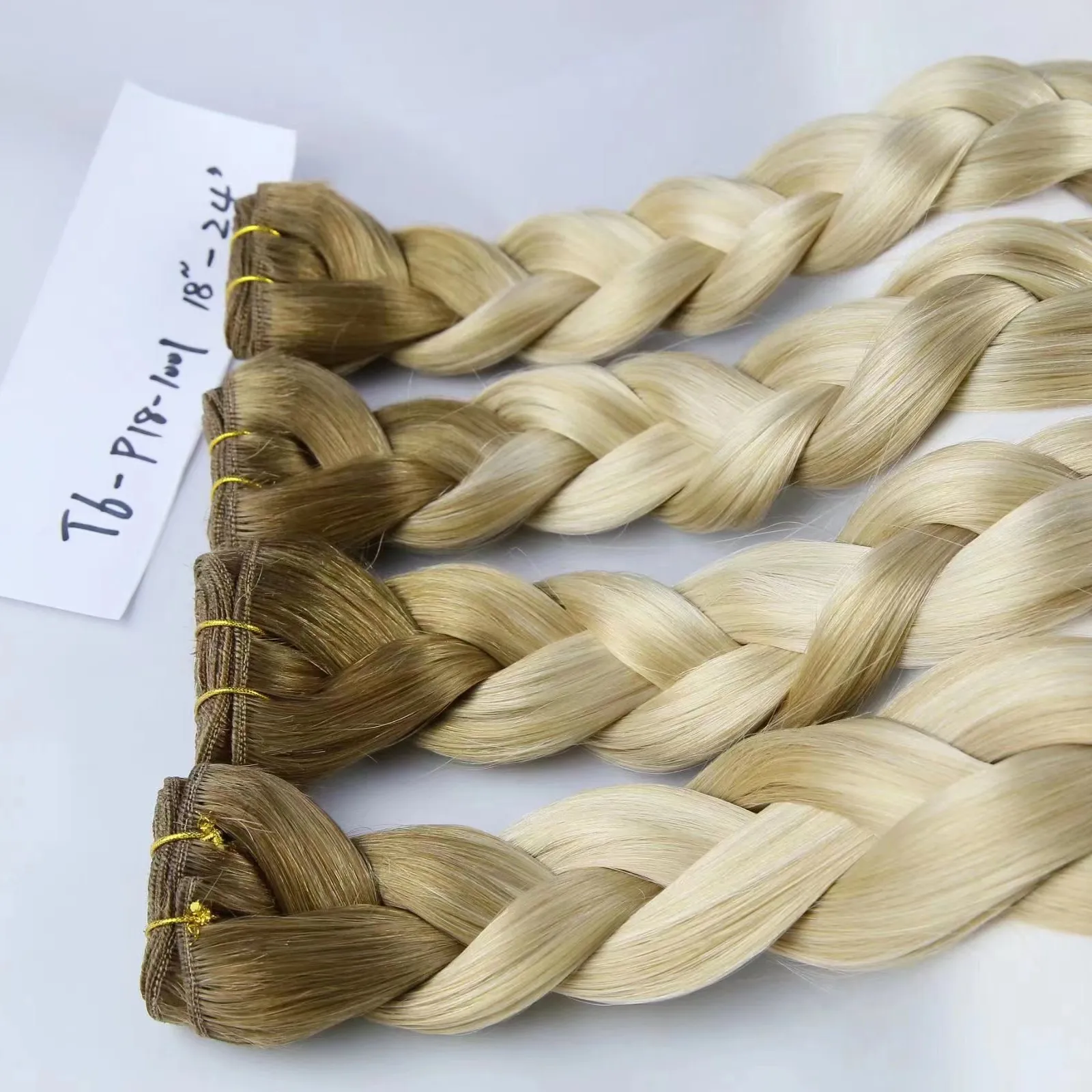 Amara best quality 4/27/4 hand tied weft extensions russian hair hand tied weft ready to ship in stock