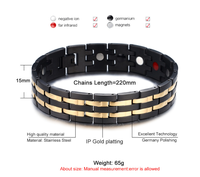 Bracelet scalaire quantique en acier au titane de fonction de santé d'ion négatif promotionnel en gros pour les hommes Bracelet d'énergie magnétique d'ion