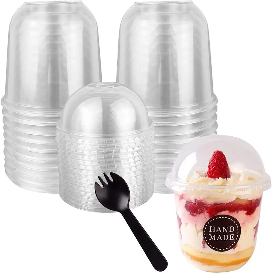 卸売パーティー用品エコフレンドリー使い捨てハートプラスチックアイスクリームムースデザートカップミニデザートカップ