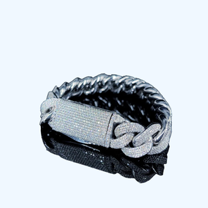 Stylish 925 Sterling Silver Cuban Link Bracelet Lab Grown Moissanite Diamond Minimal Design Jewelry - Product Image 1