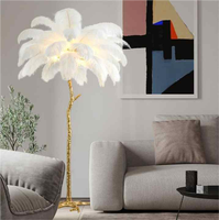 BGST haute qualité personnalisé cuivre décoration arbre plume d'autruche debout lumière hôtel coin décor moderne Led plume lampadaire