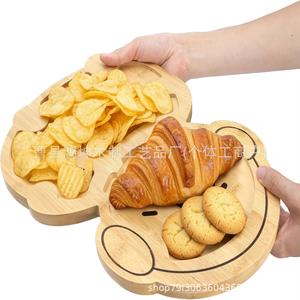 Bandeja de Servir de Bambú con Diseño de Muñeco de Nieve, Bandeja Navideña para Pan, Frutas y Aperitivos, Plato Decorativo para Comida - Product Image 3