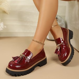 Mocassini Neri Casual Personalizzabili con Logo, Scarpe Slip-on da <span class=keywords><strong>Donna</strong></span> con <span class=keywords><strong>Tacco</strong></span> Grosso e Punta Tonda, Modello Penny Loafer Imbottito - Product Image 5