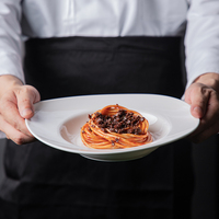 Tazón de Pasta de Porcelana Fina Blanca Comercial P&T, Plato Hondo de Borde Ancho, Platos para Servir, Tazón para Sopa para Hoteles y Restaurantes Profesionales