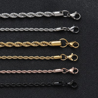 Collier en acier inoxydable plaqué or 18 carats NYY, corde de Singapour, lien torsadé, 2 mm-5 mm, pour hommes et femmes, bijoux