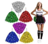 Pompons de cheerleading avec poignée et pompons métalliques en feuille pour les événements sportifs, la danse, les fêtes, le football, le basketball et les spectacles sportifs M