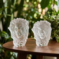 Plaque Tête de Lion en Cristal K9 de Luxe Gravée au Laser, Étanche, Personnalisée, Figurine Roi Lion en Verre, Décoration de Bureau – Vente Directe Usine