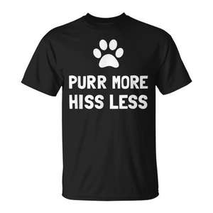 Camiseta Purr More Hiss Less, regalo para amantes de los gatos negros, para propietarios de mascotas - Product Image 1