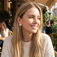 Anting-anting Mutiara Mewah untuk Wanita, Anting-anting Gantung Bunga Zirkon Berkilau Elegan dengan Kristal Bentuk Tetesan Air untuk Pengantin