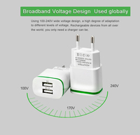 Aksesori Ponsel Adaptor Pengisi Daya Dinding USB Port Ganda 3 Pak 2.1A/5V dengan Lampu Malam LED