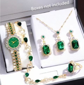 Nuovi 6 pz/set di Set di orologi da donna di lusso personalizzati, orecchini anello collana alla moda e alla moda Set di gioielli CD198 - Product Image 1