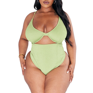 Traje de baño sin espalda personalizado, conjuntos de bikini de una pieza con purpurina, trajes de baño con tirantes finos ecológicos de tela especial - Product Image 1