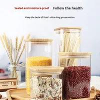 Pot de conservation en verre pour cuisine, étanche à l'humidité et à la poussière, hermétique pour céréales, nouilles, snacks, café, thé en feuilles