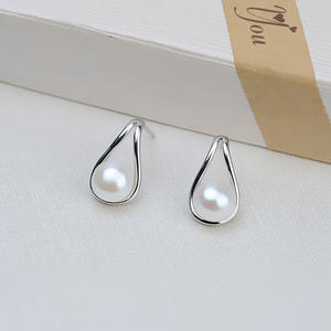 Pendientes de Plata S925, Esenciales para Mujer, con Lazo, Personalizados, con 5-6 Perlas, Joyería con Bandeja Vacía, Semi-terminados, Modelo 1177 - Product Image 1