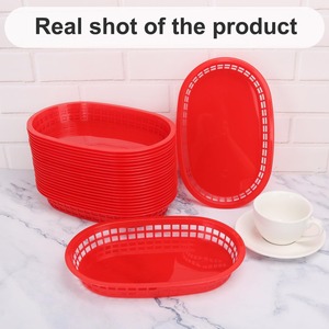 Oval Plastic Food Basket Red <b>Stackable</b> Kitchen <b>Storage</b> <b>Container</b> for Fried Chicken and French Fries - Product Image 4