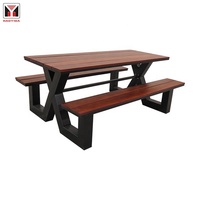 Table de pique-nique de patio Banc d'extérieur Table et chaises de salle à manger Chaises en bois plastique Banc de jardin